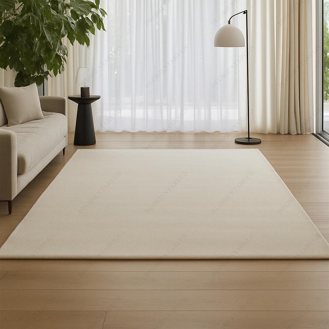Handmade Solid Cream Color Area Rug | Custom Sizes & Colors - Etsy