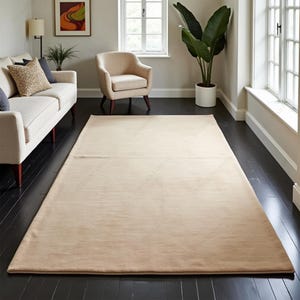 Hand-Tufted Peach Wool Rug: Solid Color, New Zealand Wool