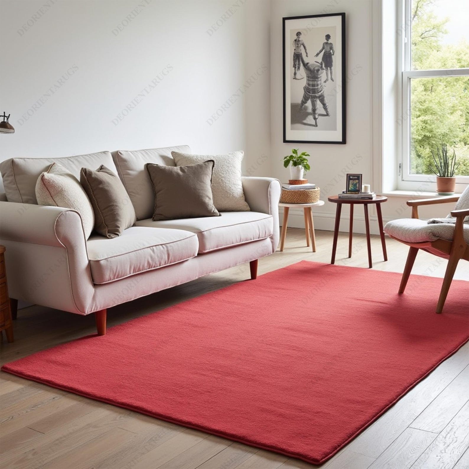 Hand-tufted Wool Area Rug: Solid Orange, Minimalist Design - Etsy