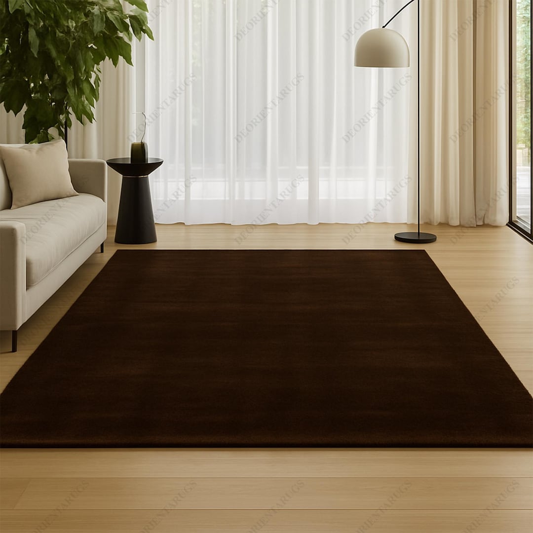 Modern Handmade Solid Chocolate Brown Color Wool Area Rug | Custom ...