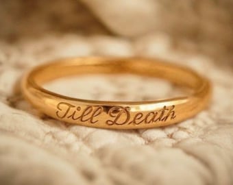 Till Death Engraved Sterling Silver Promise Ring, Minimalist Band