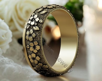 Cherry Blossom Ring: Sterling Silver Floral Wedding Band
