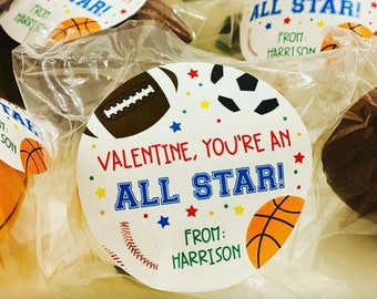 All Star Valentines Day, All Star Valentines Day Tag, All Star Valentine Tag, Sports Gift, Classroom Valentines, Preschool Valentines