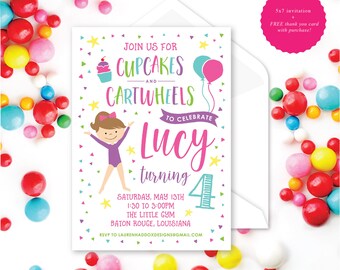 Gymnastics Birthday Invitation, Gymnastics Invitation, Gymnastics Printables, Gymnastics Birthday Decorations, Lauren Haddox Designs
