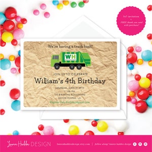 Garbage Truck Birthday Invitation, Garbage Truck Birthday, Garbage Truck Printables, Garbage Truck Decorations, Lauren Haddox Designs