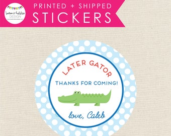 Alligator Favor Stickers, Louisiana Party Stickers, Printed Alligator Stickers, Round Favor Labels, Favor Labels, Lauren Haddox Designs