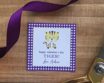 LSU Valentines Day, Valentines Day Tag, LSU Valentine Tag, Valentine Tiger Gift, Tiger Valentine, Personalized Tags, Lauren Haddox Designs