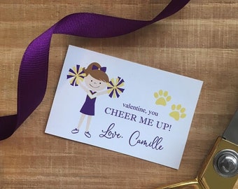 LSU Valentines Day, Valentines Day Tag, LSU Cheerleader Valentine Tag, Valentine Cheer Gift, Personalized Tags, Lauren Haddox Designs