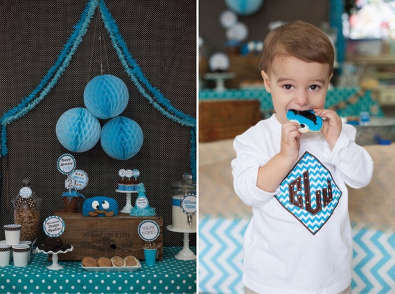DIY, Cookie-Monster-Inspired Cookies and Milk PARTY PACK Il_570xn