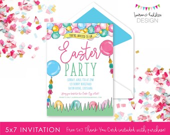 Easter Birthday, Easter Birthday Invitation, Easter Printables, Easter Birthday Decoration, Lauren Haddox Designs