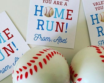 Baseball Valentines Day, Home Run Valentines Day Tag, Baseball Valentine Tag, Baseball Gift, Lauren Haddox Designs