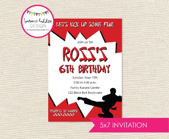 Karate Birthday Invitation, Karate Birthday, Karate Printables, Karate Birthday Decorations, Lauren Haddox Designs Il_570xn