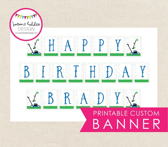 Lawnmower Birthday Banner Lawnmower Birthday Party Lawnmower Etsy