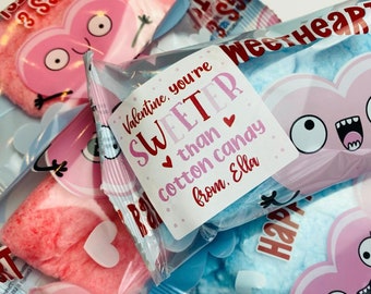 Cotton Candy Valentine, Valentines Day Tag, Sweeter than Cotton Candy Valentine, Sweet Valentine, Classroom Valentine, Preschool Valentine