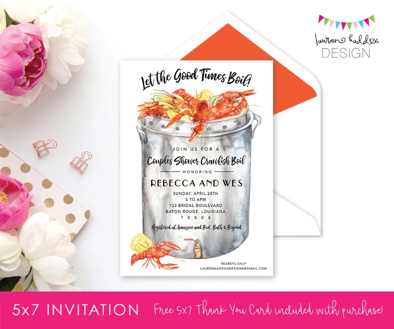 Crawfish Boil Invitation Crawfish Birthday Crawfish Etsy