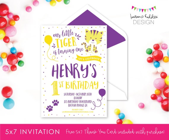 Little Tiger Birthday Invitation Tiger Birthday Tiger Printables