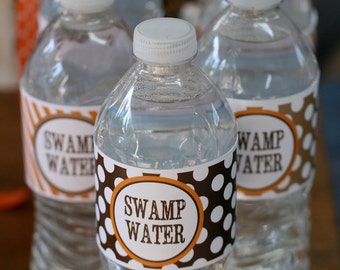 Swamp Water Water Bottle Labels, Swamp Water Water Bottle, Duck Hunting Birthday, Swamp Water Printables, Lauren Haddox Designs