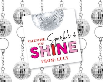 Disco Valentines Day, Sparkle and Shine Valentines Day Tag, Disco Ball Valentine Tag, Disco Ball Gift, Lauren Haddox Designs