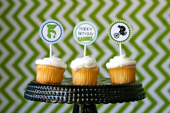 BMX Bike Cupcake Toppers, BMX Birthday Party, BMX Party Decorations, Cupcake Toppers, Bike Party, Bike Cupcake Toppers, Lauren Haddox Design Il_570xn
