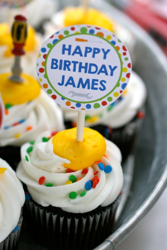 diy tool birthday party cupcake toppers only by lauren tool birthday party