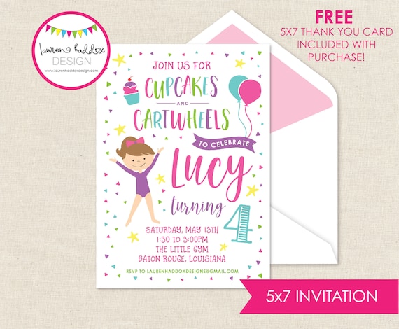 Gymnastics Birthday Invitation, Gymnastics Invitation, Gymnastics Printables, Gymnastics Birthday Decorations, Lauren Haddox Designs Il_570xn