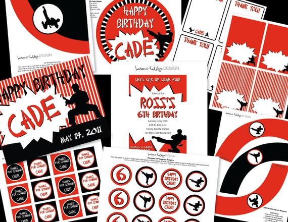 Karate Birthday, Ninja Birthday, Karate Birthday Party, Karate Invitation, Karate Printables, Karate Decorations, Lauren Haddox Designs Il_570xn