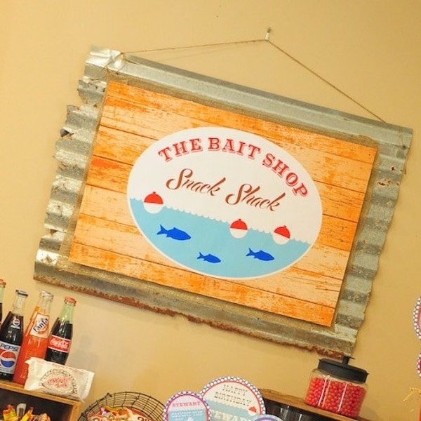 Bait Shop Poster Print, 20x30 Poster Print, Bait Shop Snack Sign, Gone Fishing Party, Gone Fishing Backdrop, Lauren Haddox Designs