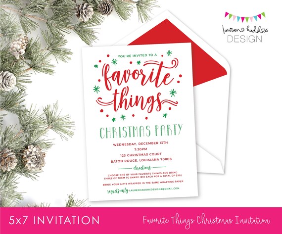 Favorite Things Invitation, Holiday Party Invitation, Christmas Party Invitation, Favorite Things Party, Lauren Haddox Design Il_570xn