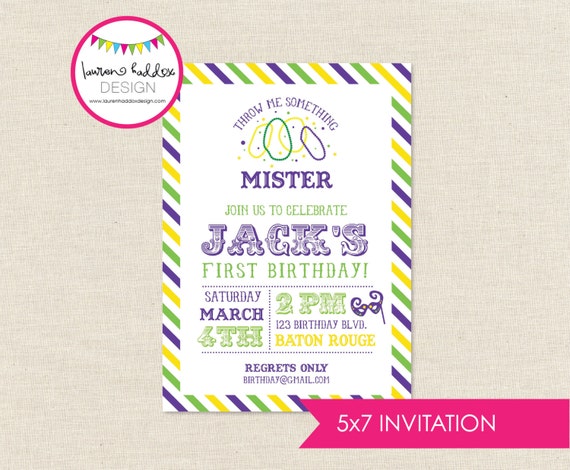 mardi gras birthday party invitations