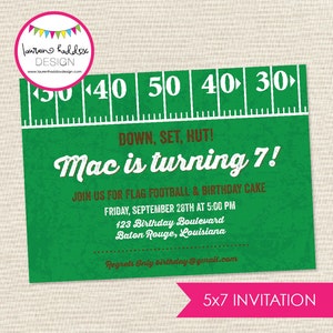 Football Party Invitation, Football Birthday Party, Flag Football Party Invitation, Football Party, Lauren Haddox Designs image 1