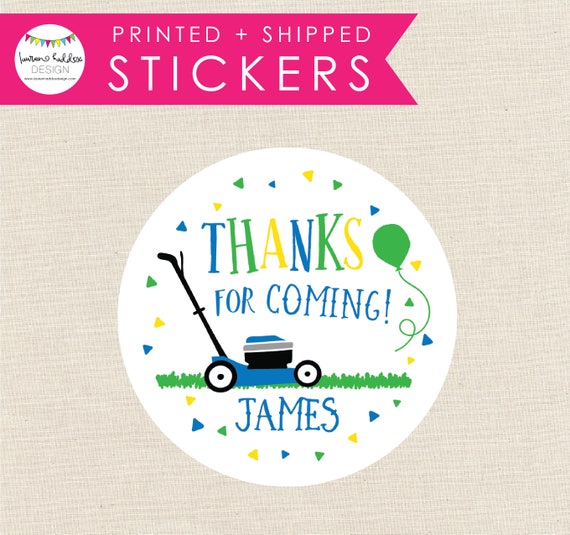 Lawnmower Favor Stickers, Lawnmower Party Stickers, Printed Lawnmower Stickers, Round Favor Labels, Favor Labels, Lauren Haddox Designs Il_570xn