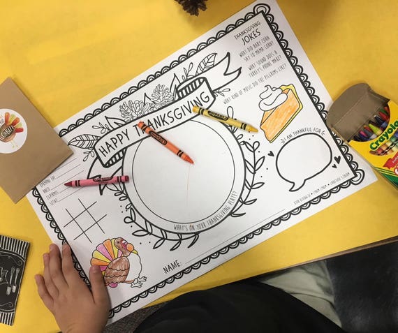 Thanksgiving placemat, Thanksgiving kids table, Thanksgiving decorations, Thanksgiving tablescape, Thanksgiving Party, Placemat, Kids table Il_570xn