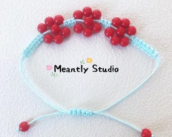 Personalized Beaded Flower Bracelet: Adjustable Macrame Initial Bracelet