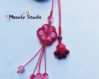 Lucky Flower Beaded Phone Charm | Handmade Keychain & Bag Charm | Customizable Gift for Her