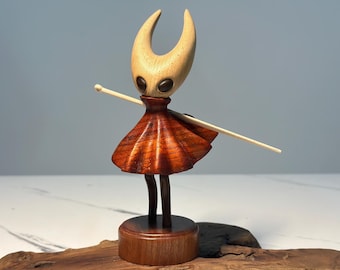 HK Knight Silksong Hornet Wooden Figurine • Walnut Sculpture •  Valentine's Day Gift for Him