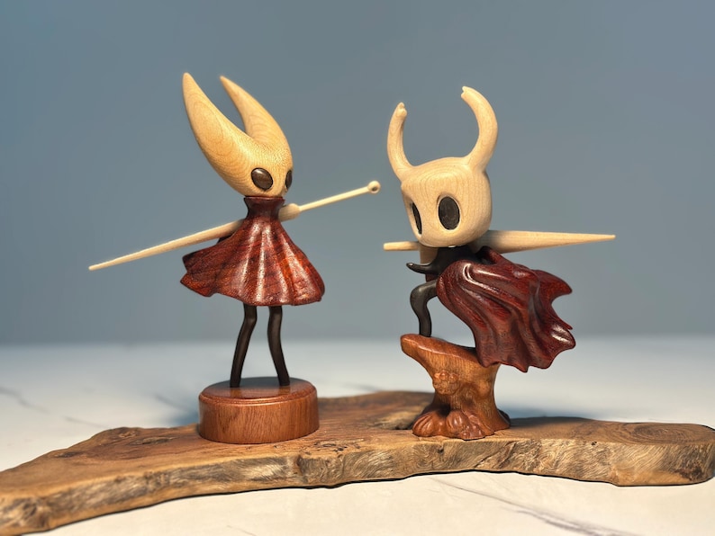 Sculpture en bois de noyer inspirée de Hollow Knight • Figurine amovible magnétique • Cadeau de marchandise fabriqué par un éventail • Décoration de bureau pour joueur image 16
