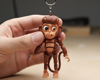 Flexy Monkey Keychain STL: Articulated 3D Printable Toy (Digital Download)