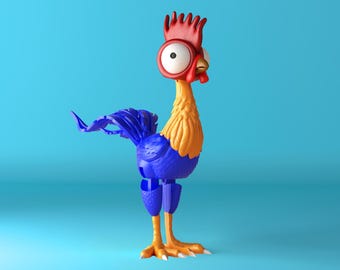 Hei Hei Chicken 3D-print speelgoed: op kreunen geïnspireerd, geleed STL-model 3D-afdrukbaar bestand (3MF / digitale download)