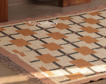 Alfombra kilim de yute de lana, alfombra de vivero de alfombra kilim de tejido plano, alfombra Kilim de yute de lana, alfombra de yute hecha a mano alfombra kilim de 200 x 300 cm - alfombra de tamaño personalizado