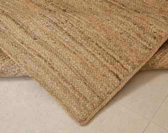 Alfombra de yute trenzada hecha a mano, fibra natural, tamaño personalizado, alfombra personalizada, alfombra de área de yute,