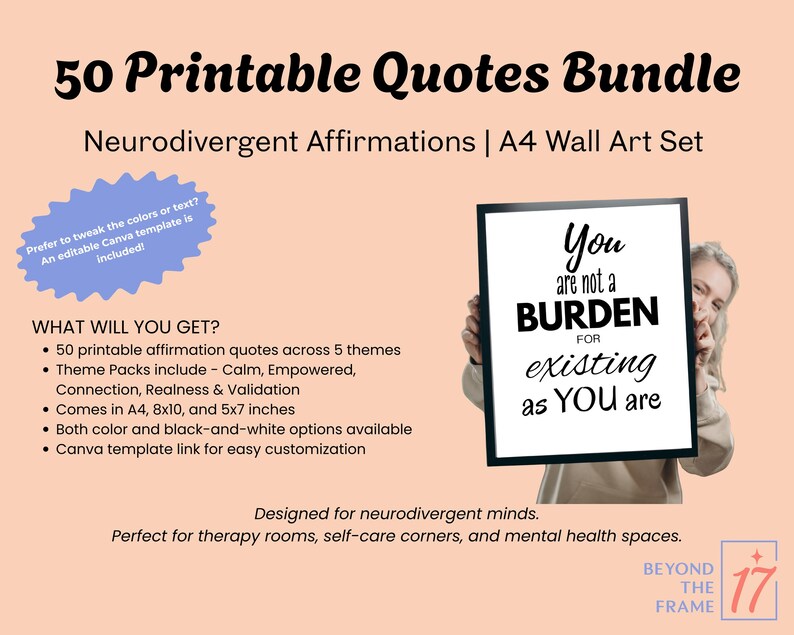 Realness Quotes 50 Neurodivergent Printable Quotes – Bundle | Calm, Empower, Realness ...