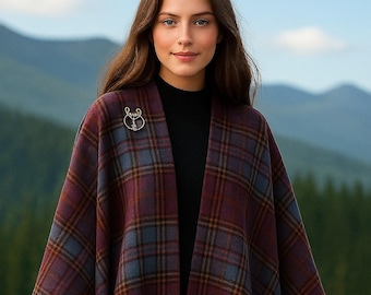 Schottenkaro Wolle Ruana | Highland Plaid Fransen Wrap Erhältlich in 50+ Tartans