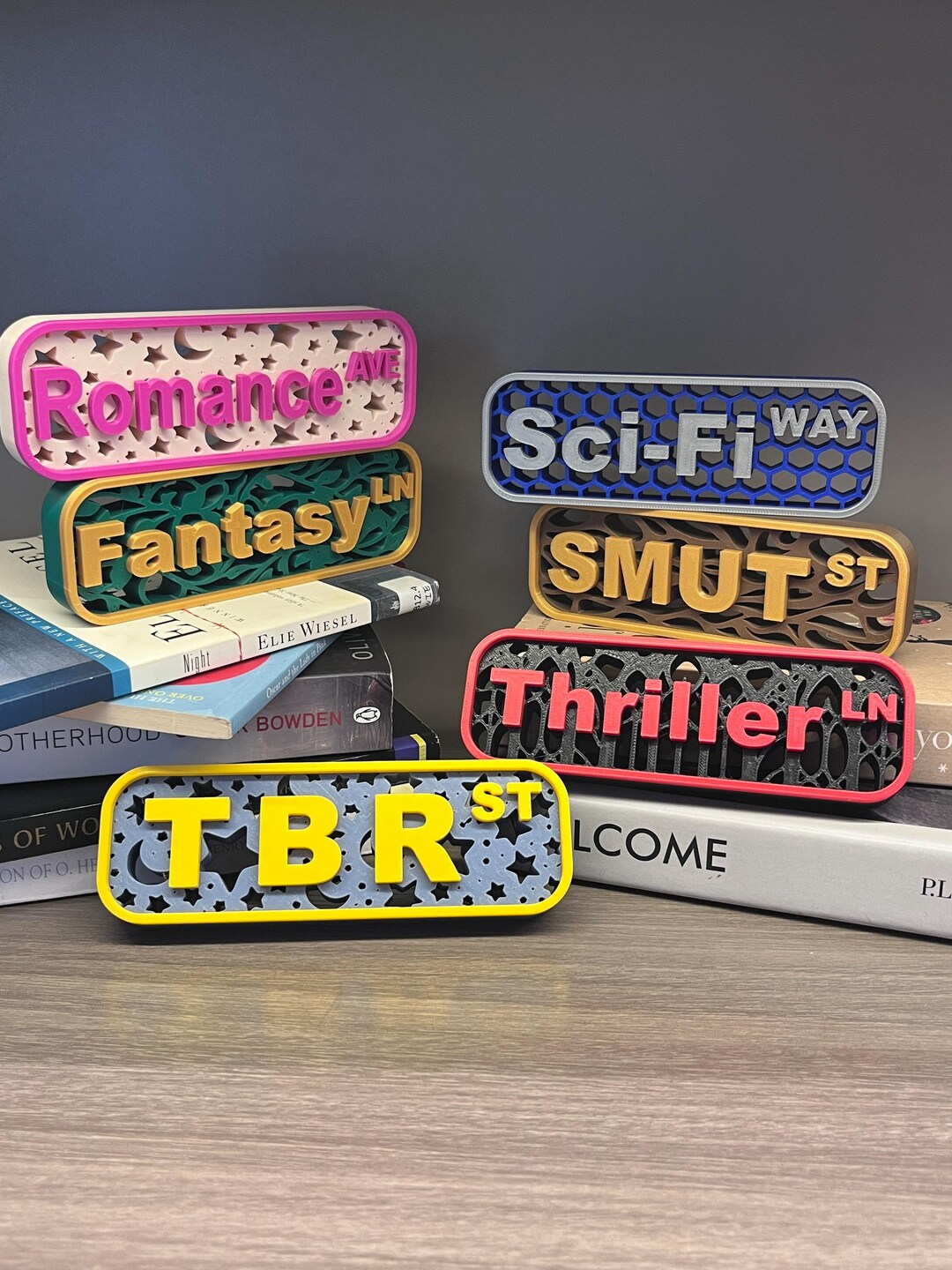Tbr Sign Bookshelf Sign | Library Shelf & Desk Decor for TBR, Romance and ...