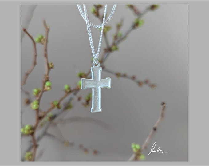 Silver cross, finely textured