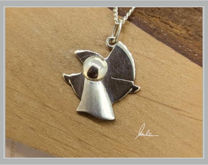 Angel pendant handmade in silver
