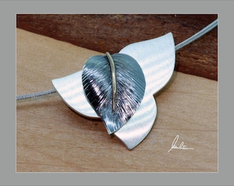 Leaf and feather pendant