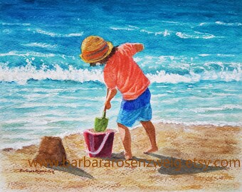 Beach Boy Anna Maria Island Art Print, Kids Room Wall Art Décor