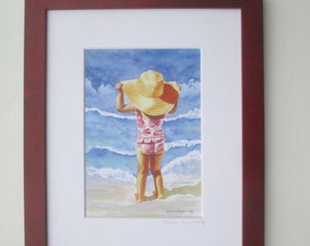 Original Australian Beach Art/Girl Painting Original Canvas Art/Woman on the Beach/Summer Gift for Her
