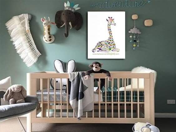 Rainbow Giraffe Baby Art Print Nursery Wall Art Watercolor Etsy