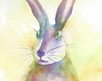 Baby Bunny Original Watercolor Painting, Baby Rabbit  Art, Easter Gift